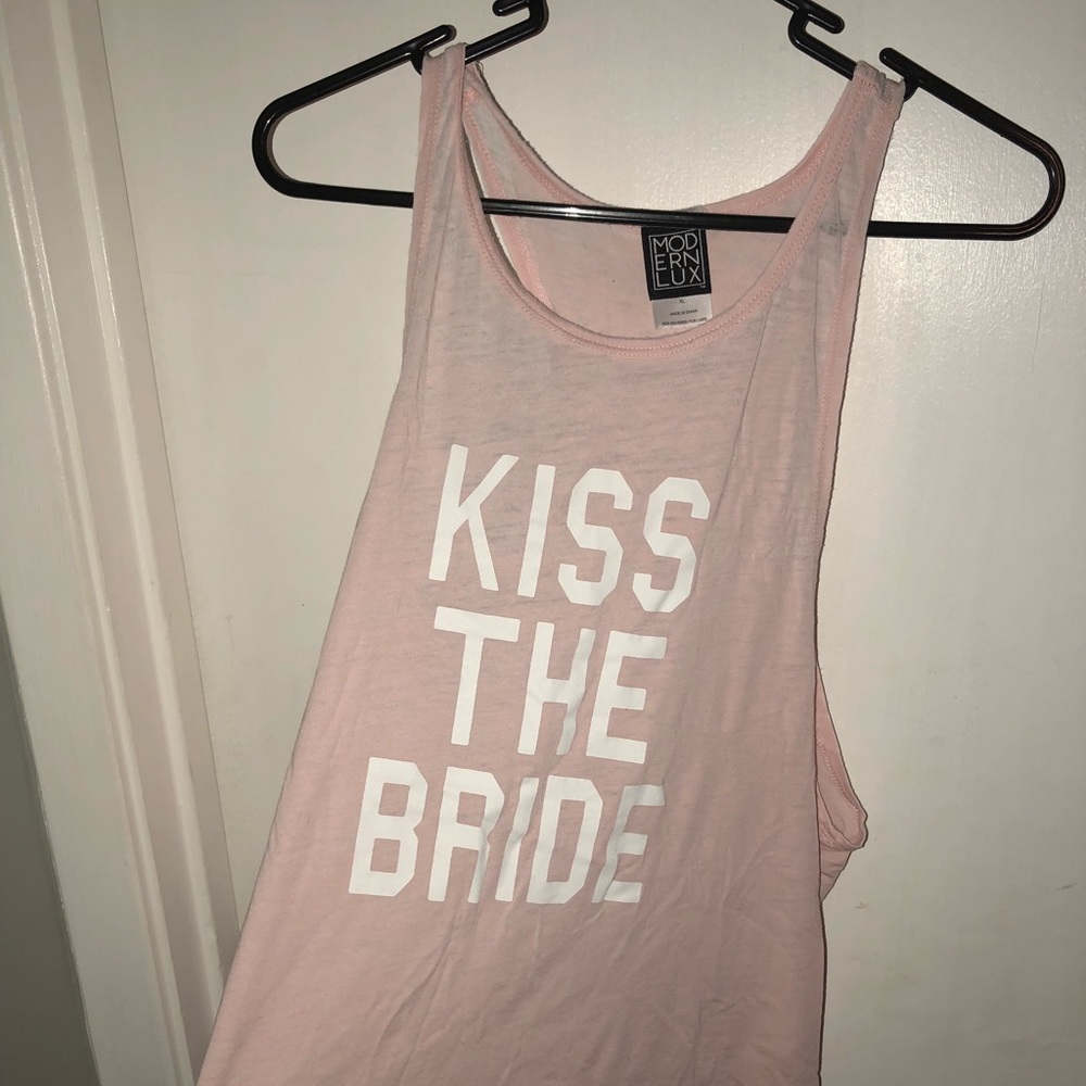“Kiss the bride” light pink tank